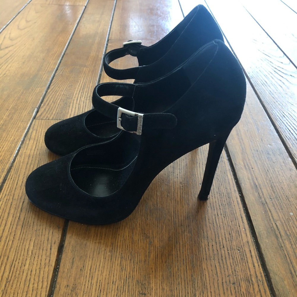 Black Suede Mary Jane Pumps